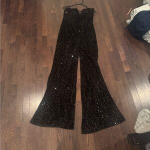 Fashion Nova Black Glitter Jumpsuit